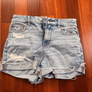 American Eagle Outfitters Light Blue Distressed Jean Shorts